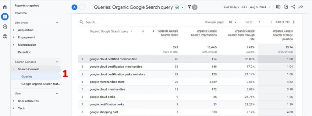 Google Analytics SEO Keyword
